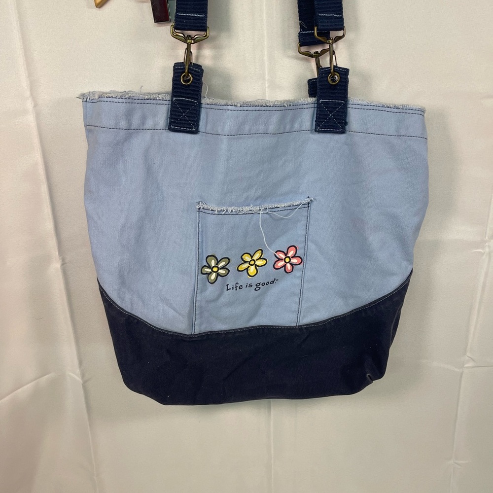 Life Is Good Light Blue and Dark Blue Tote Daisy 🌼 Tote - Picture 2 of 8